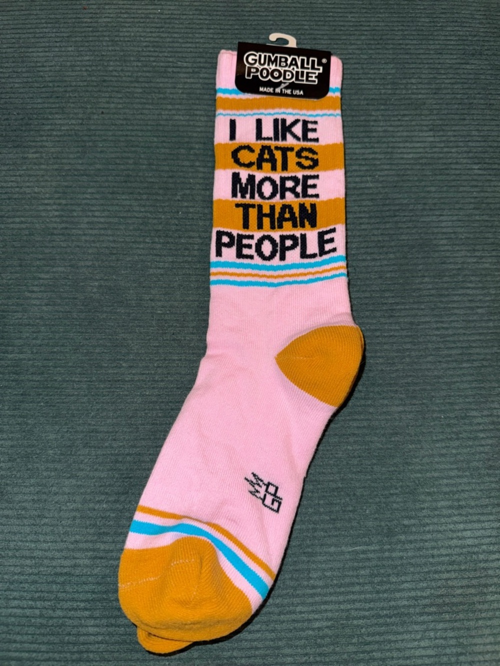 Gumball Poodle I Like Cats More Than People Socks pink new with tags